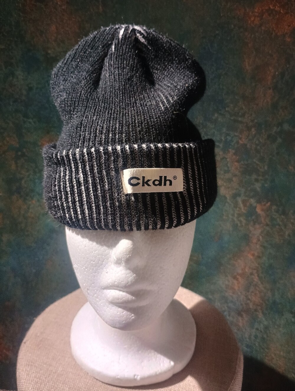 Ckdh Black Knit Beanie - Men's Ribbed Cuff Winter Hat